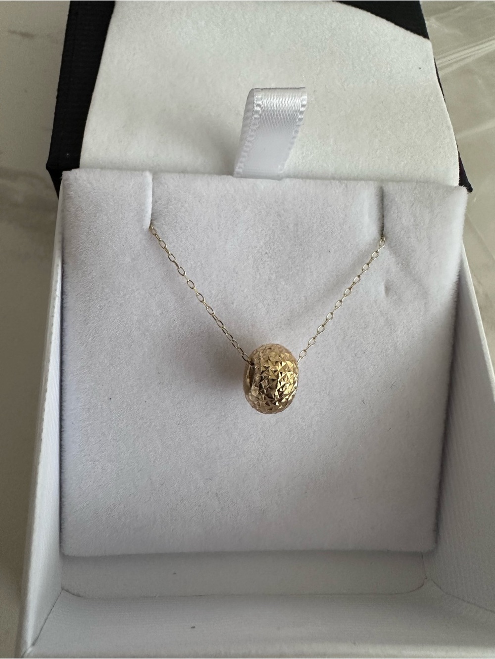 14k Yellow Gold Delicate Gold Textured Bead Necklace - Women's Jewelry